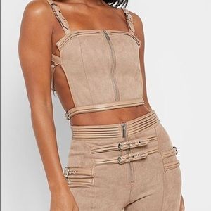 ❌SOLD❌Maniere de Voir beige vegan suede crop top